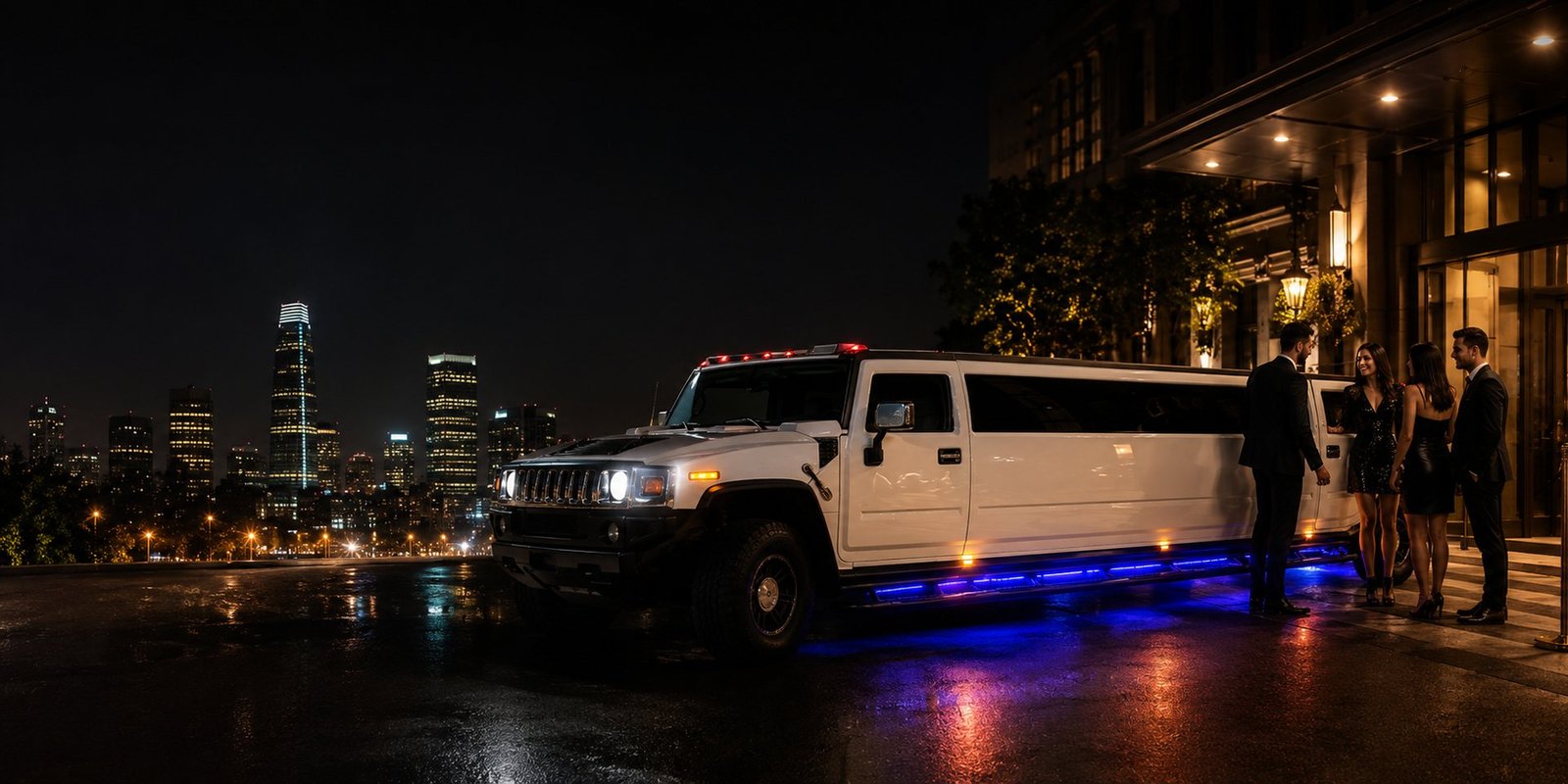 Hummer limusina blanca de noche en Santiago — blog Limos Full